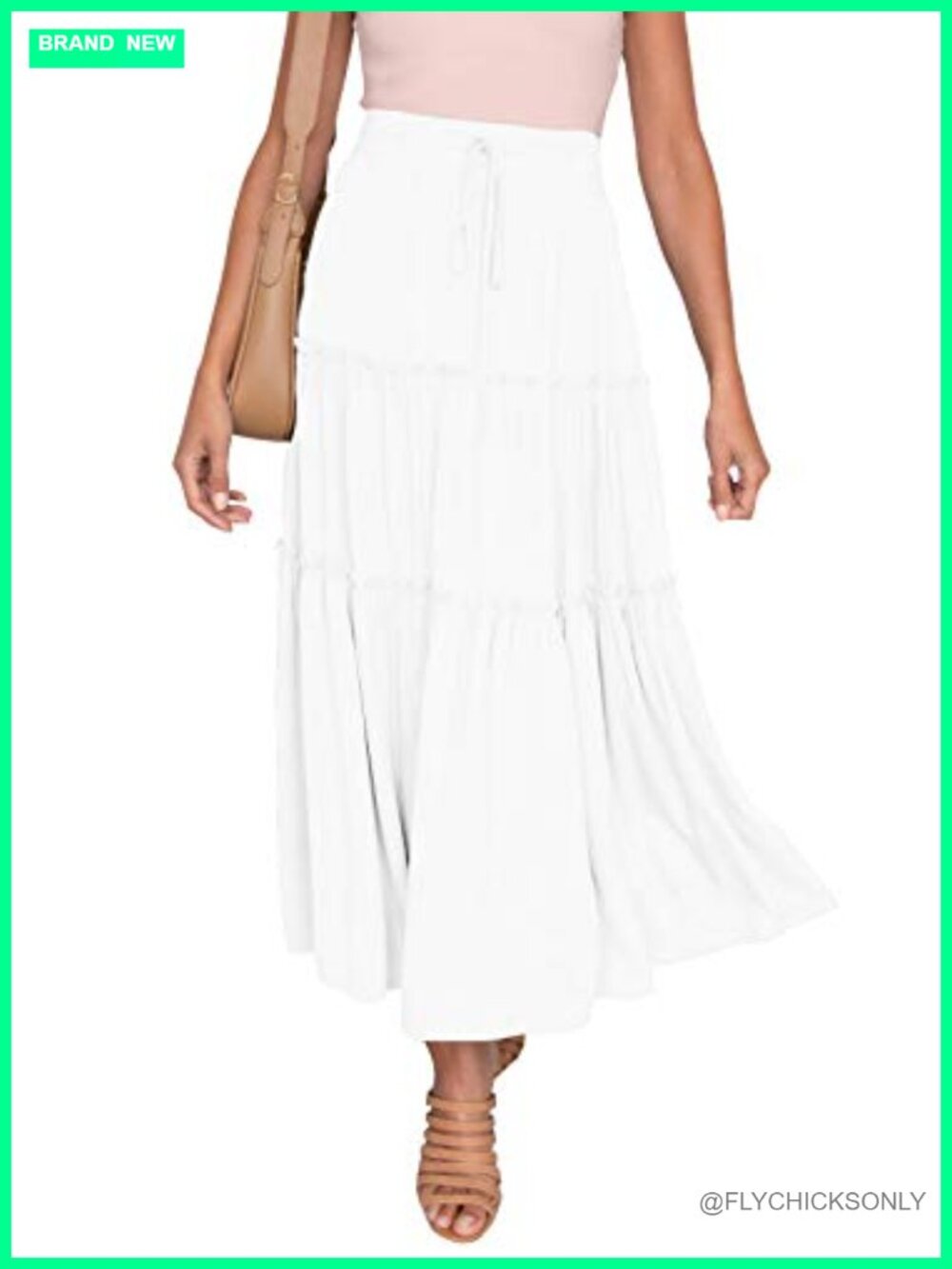 Womens Flowy Boho Maxi Skirt Elastic High Waist A Line Pleated Tiered Beach